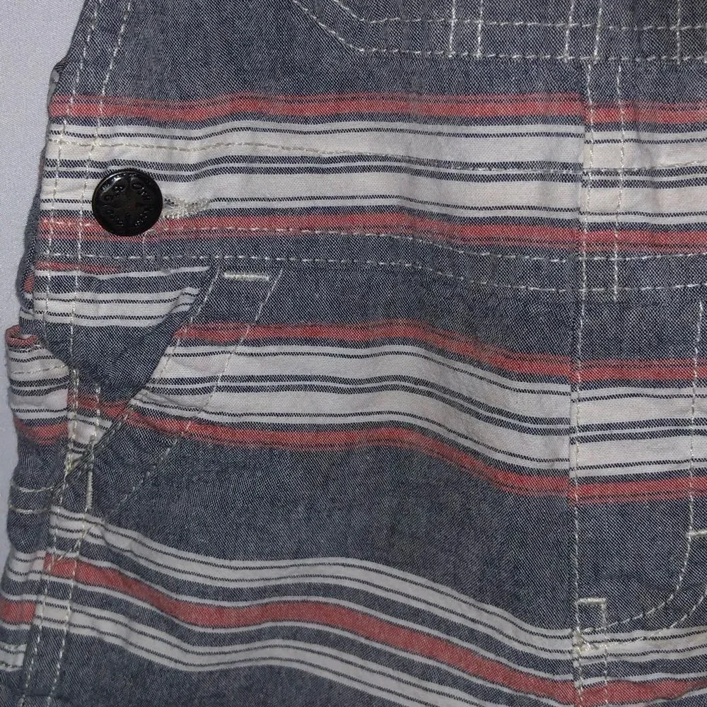 Oshkosh B'Gosh Red & Grey Striped Overalls